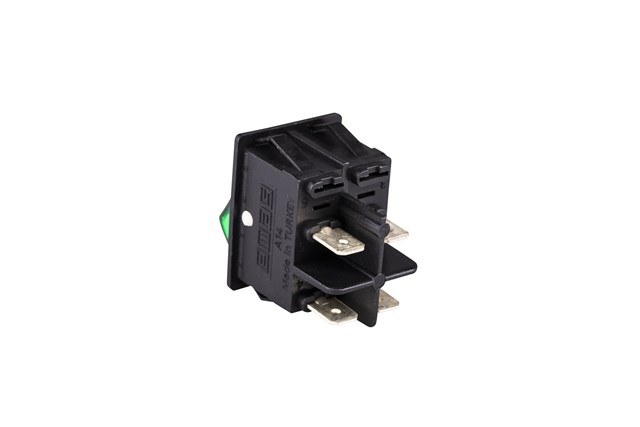 30*22mm Black Body 2NO with Illumination with Terminal (0-I) Marked Green A14 Series Rocker Switch